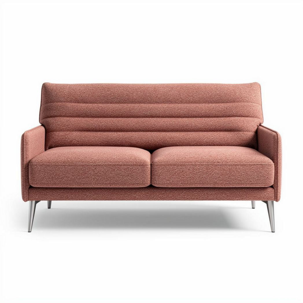 Modern two-seater sofa in blush pink fabric with metal legs 170 x 85 x 75cm