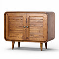 Wooden cabinet with slatted doors for living room storage 60 x 40 x 50cm