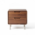 Wooden nightstand with two drawers and metal legs 45 x 40 x 40cm