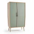 Modern storage cabinet with wooden legs and matte blue finish 150 x 80 x 40cm