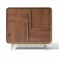 Slatted black wood storage cabinet with double doors 80 x 40 x 120cm