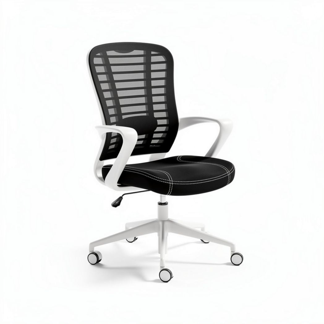 Mesh office chair with ergonomic design in black and white dimensions 45 x 60 x 100cm