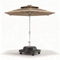 Outdoor patio umbrella with beige canopy and adjustable height 200 x 200 x 250cm