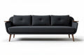 Mid-century modern sofa in dark gray fabric with wooden arms 200 x 85 x 80cm