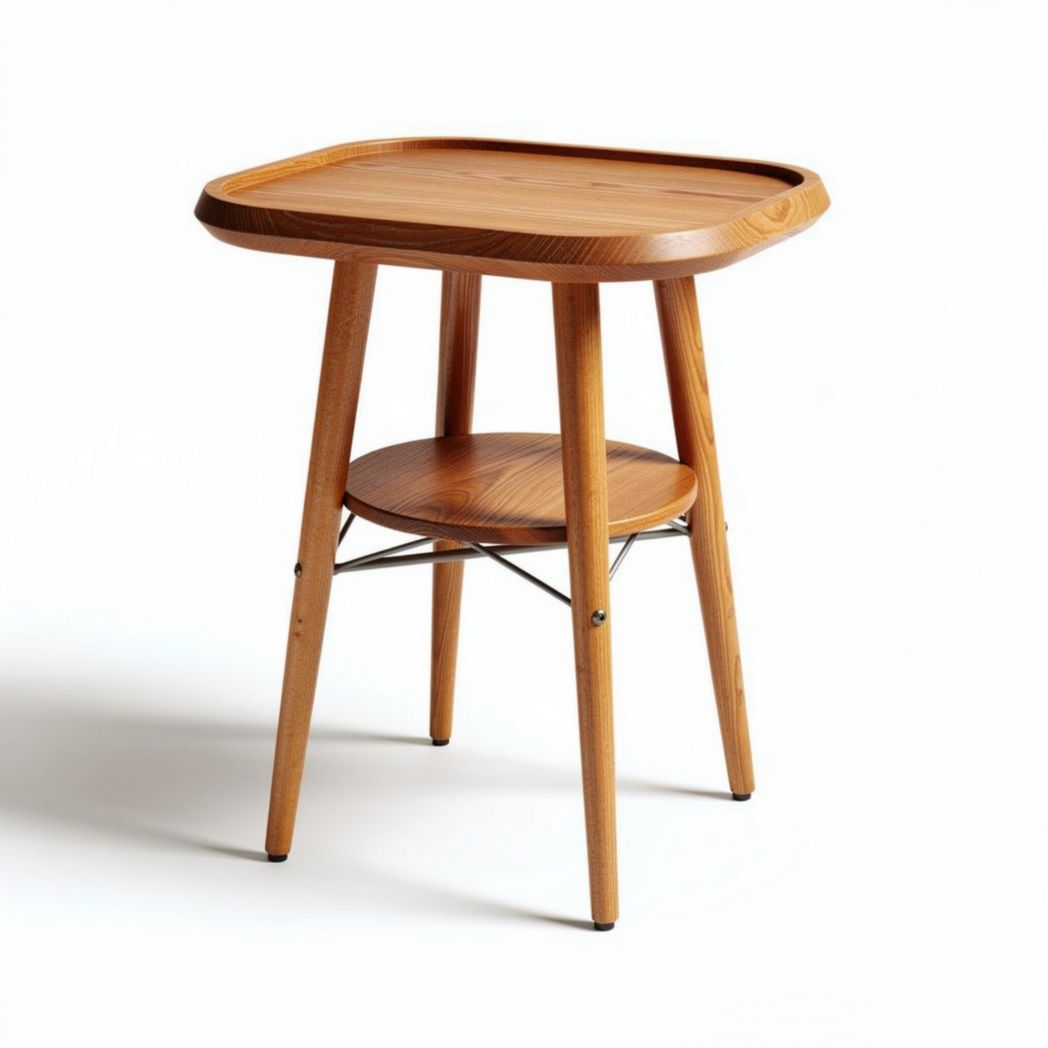 Natural wood side table for living room or bedroom 60 x 60 x 75cm